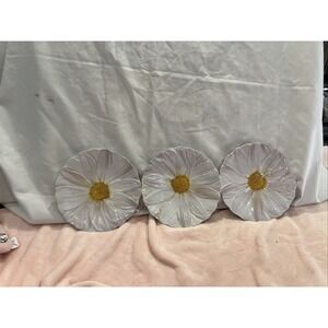 NEW Home Melamine Sunflower Salad Plates 8.5" Set Of 3 Scallop Trim